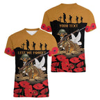 Australia ANZAC Day Personalised Women V-Neck T-Shirt Honouring The Animals That Served