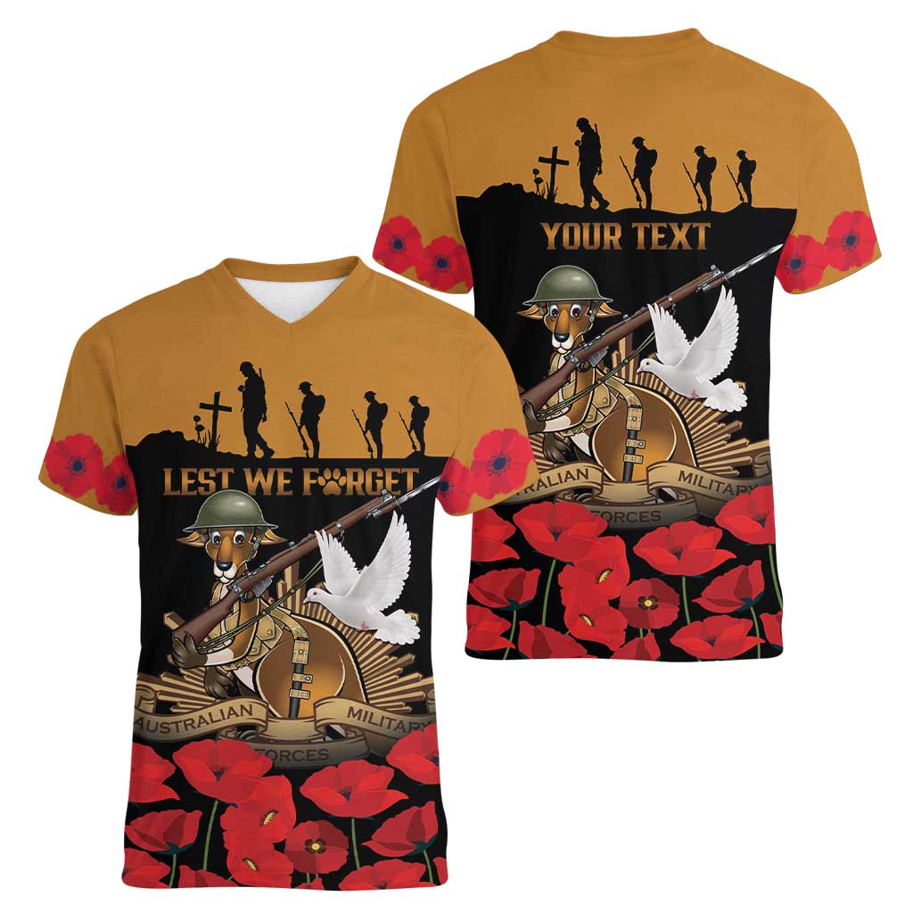 Australia ANZAC Day Personalised Women V-Neck T-Shirt Honouring The Animals That Served
