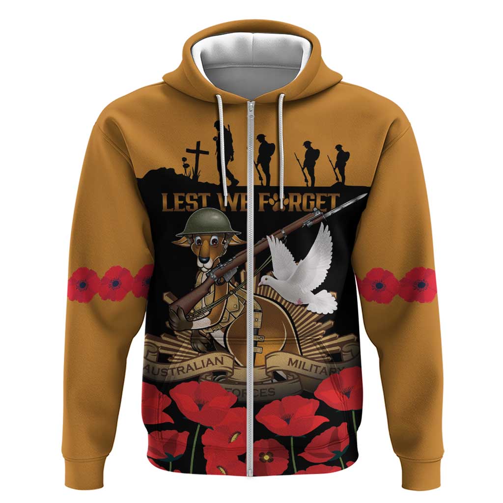 Australia ANZAC Day Personalised Zip Hoodie Honouring The Animals That Served