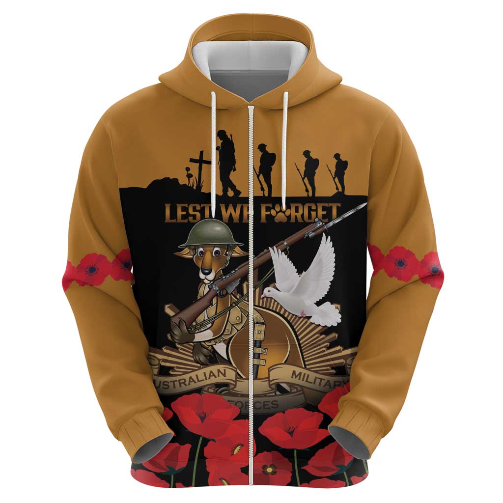 Australia ANZAC Day Personalised Zip Hoodie Honouring The Animals That Served