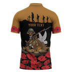 Australia ANZAC Day Personalised Zipper Polo Shirt Honouring The Animals That Served