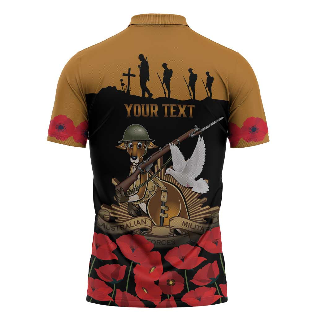 Australia ANZAC Day Personalised Zipper Polo Shirt Honouring The Animals That Served