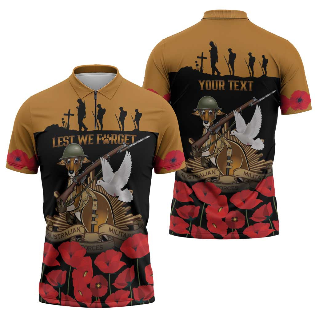 Australia ANZAC Day Personalised Zipper Polo Shirt Honouring The Animals That Served