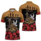 Australia ANZAC Day Personalised Zipper Polo Shirt Honouring The Animals That Served