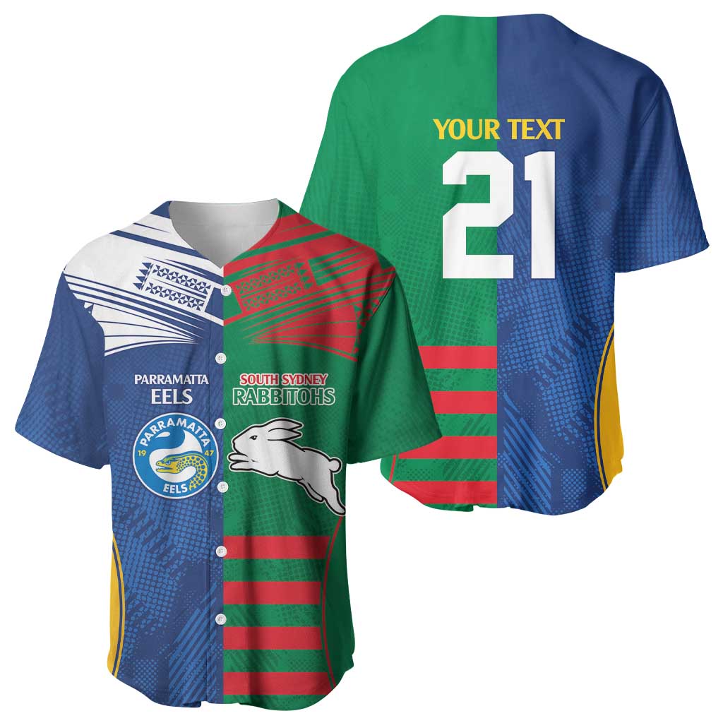 Custom Rabbitohs and Eels Together Baseball Jersey Sporty Style