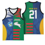 Custom Rabbitohs and Eels Together Basketball Jersey Sporty Style
