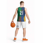 Custom Rabbitohs and Eels Together Basketball Jersey Sporty Style