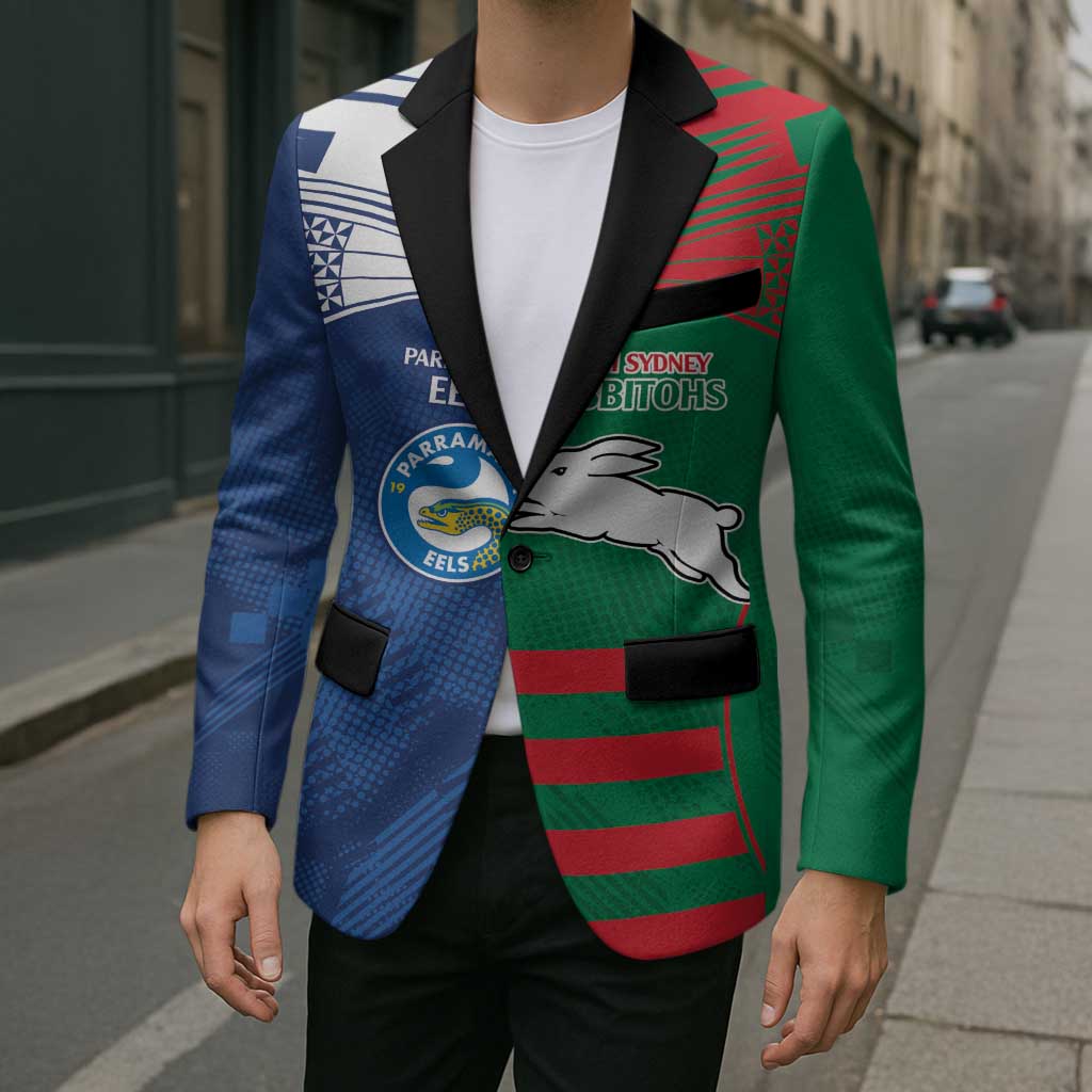 Custom Rabbitohs and Eels Together Blazer Sporty Style