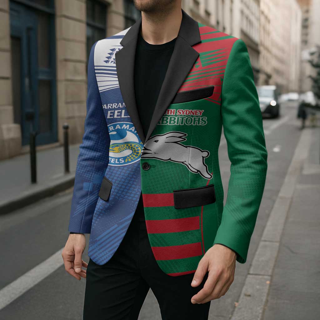 Custom Rabbitohs and Eels Together Blazer Sporty Style