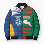 Custom Rabbitohs and Eels Together Bomber Puffer Jacket Sporty Style