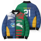 Custom Rabbitohs and Eels Together Bomber Puffer Jacket Sporty Style