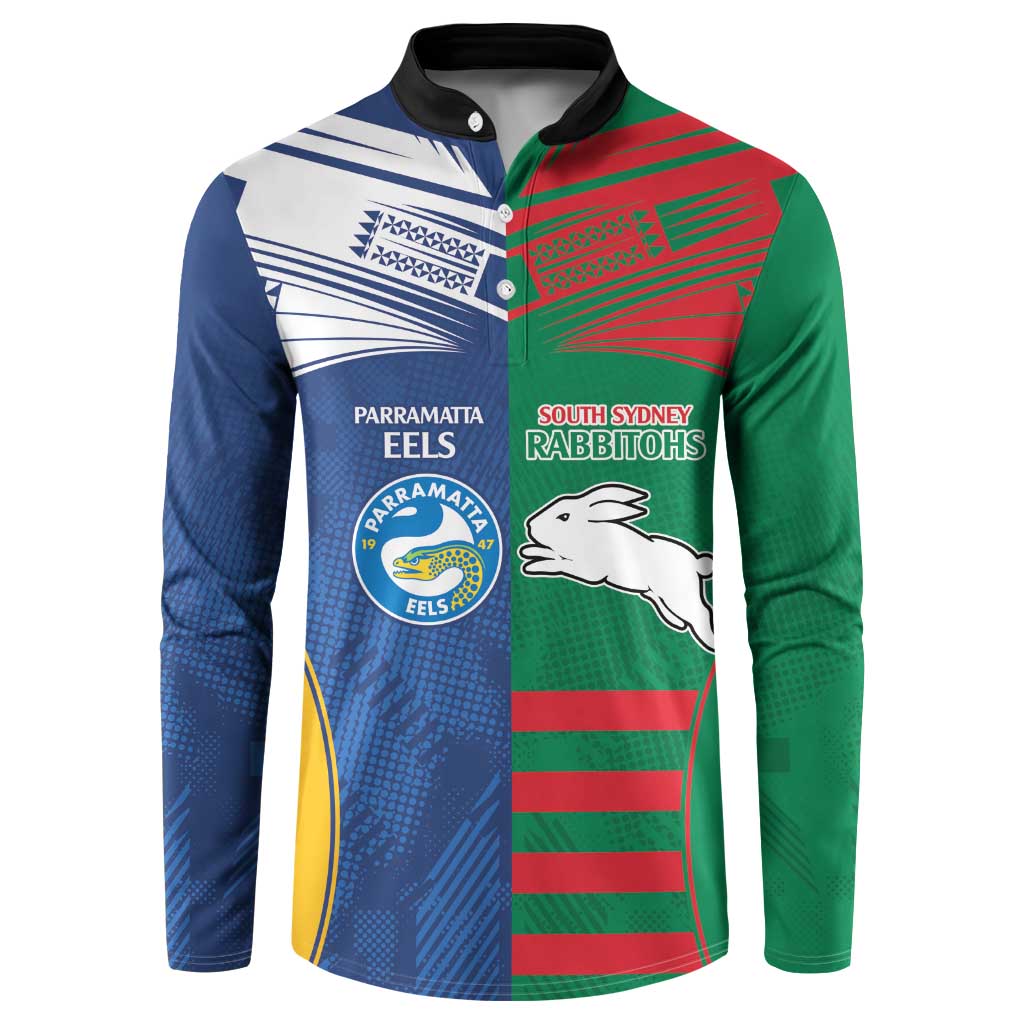 Custom Rabbitohs and Eels Together Button Sweatshirt Sporty Style