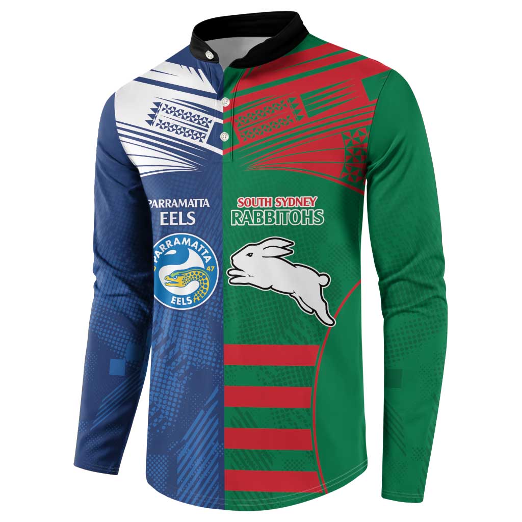Custom Rabbitohs and Eels Together Button Sweatshirt Sporty Style