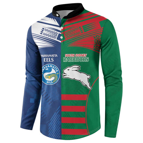 Custom Rabbitohs and Eels Together Button Sweatshirt Sporty Style