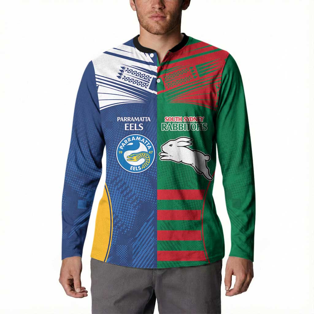 Custom Rabbitohs and Eels Together Button Sweatshirt Sporty Style