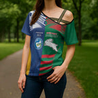 Custom Rabbitohs and Eels Together Cross Shoulder Shirt Sporty Style