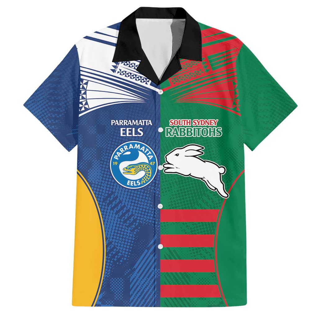 Custom Rabbitohs and Eels Together Hawaiian Shirt Sporty Style