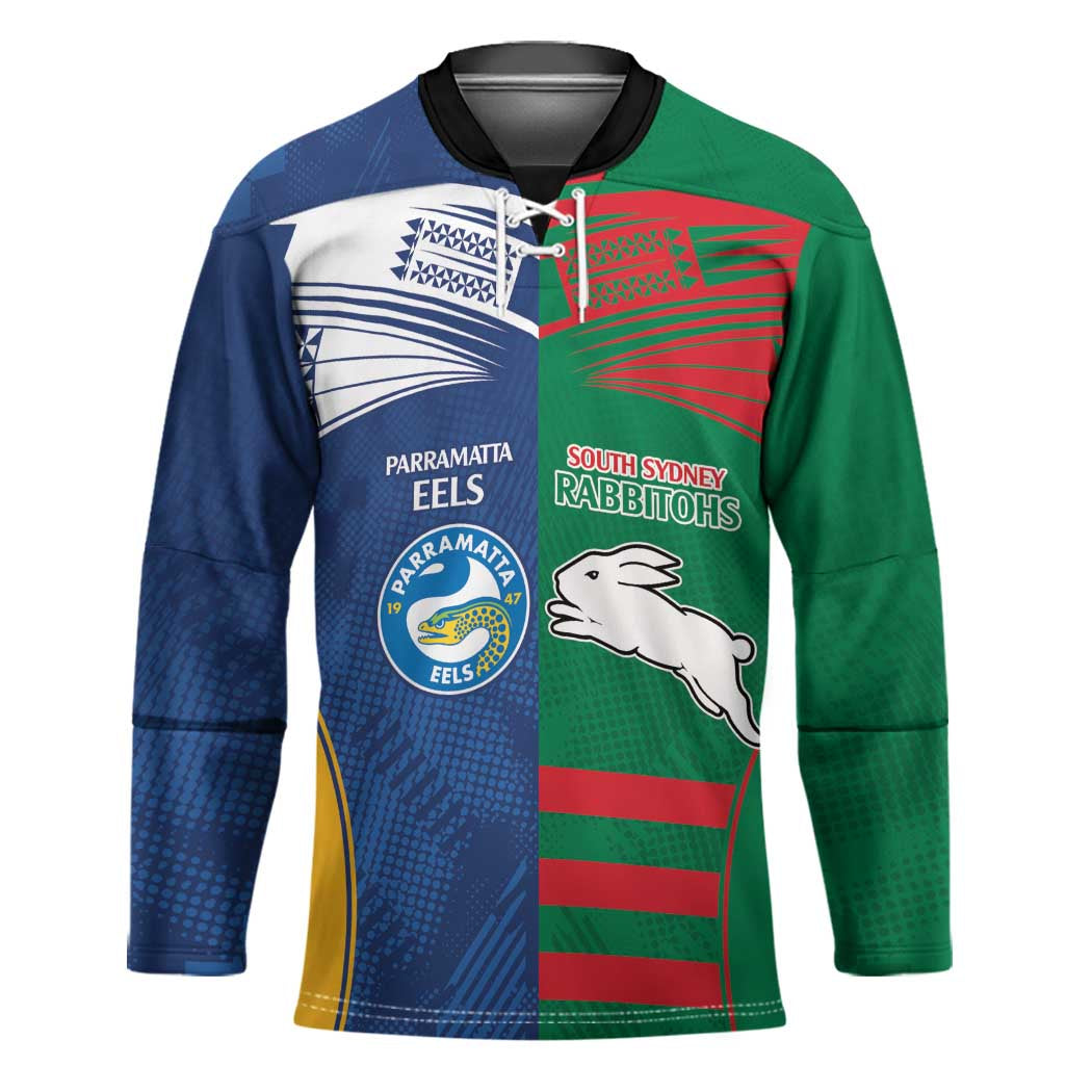 Custom Rabbitohs and Eels Together Hockey Jersey Sporty Style