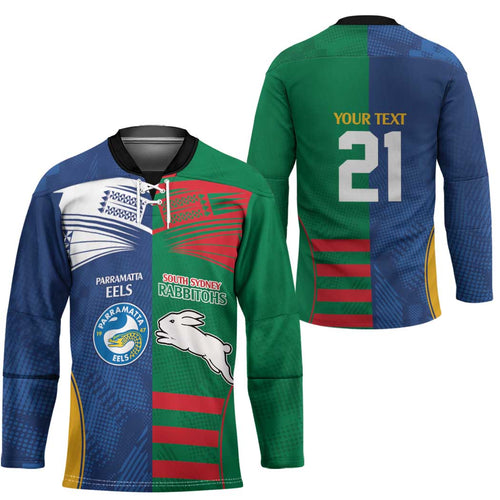 Custom Rabbitohs and Eels Together Hockey Jersey Sporty Style