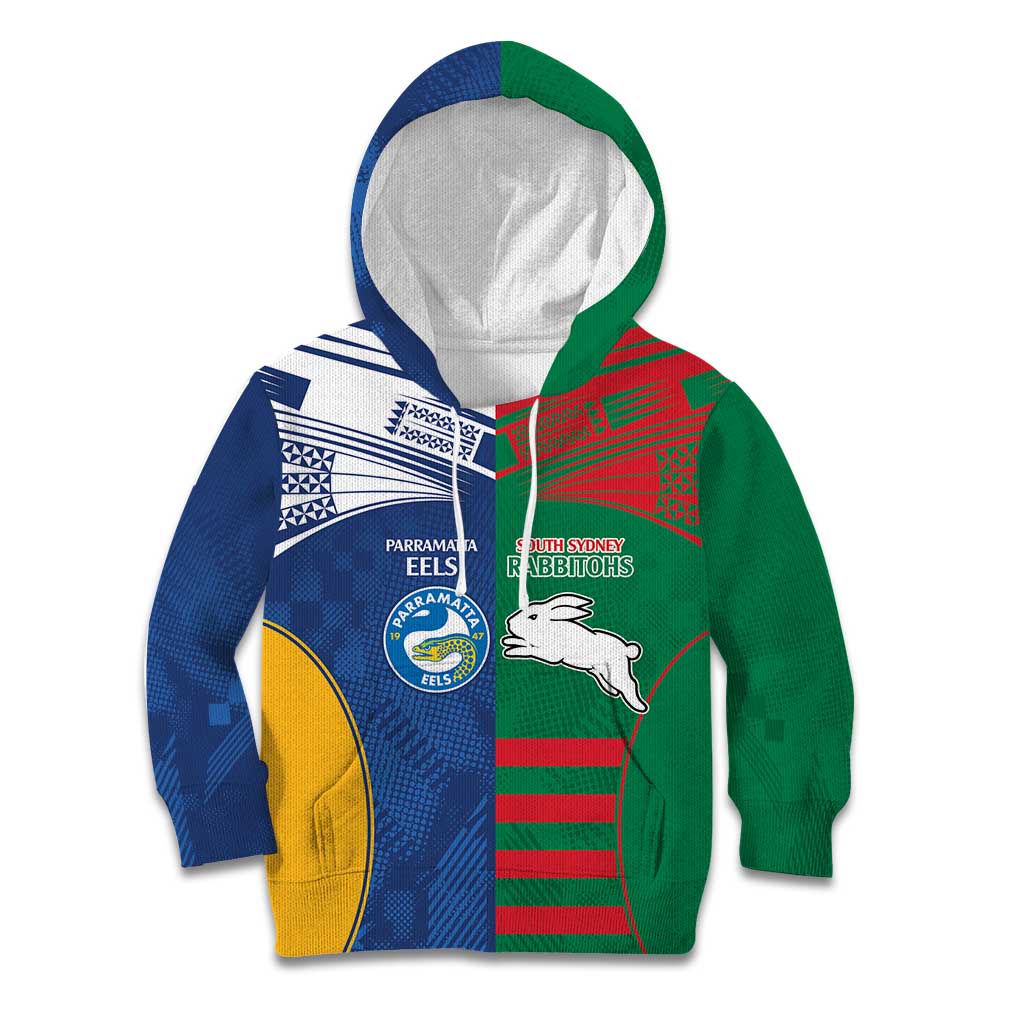 Custom Rabbitohs and Eels Together Kid Hoodie Sporty Style