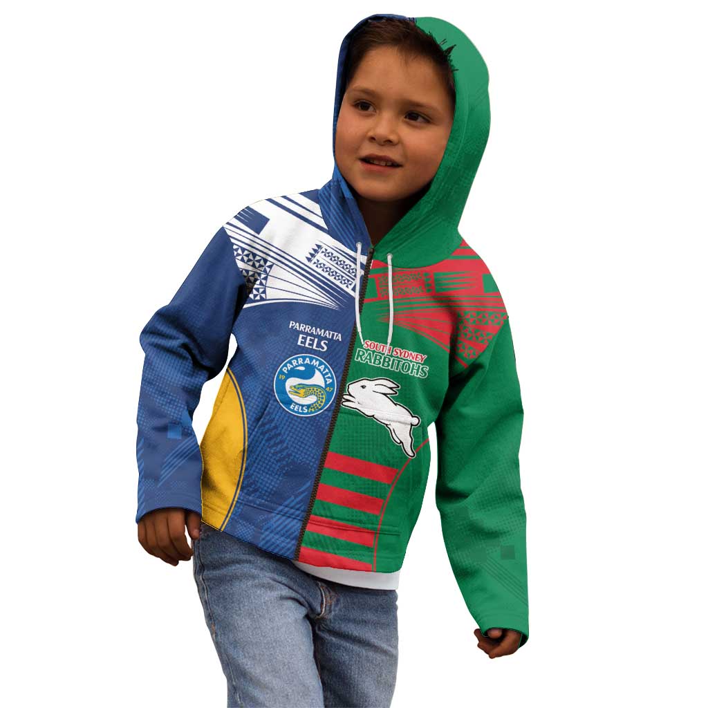 Custom Rabbitohs and Eels Together Kid Hoodie Sporty Style