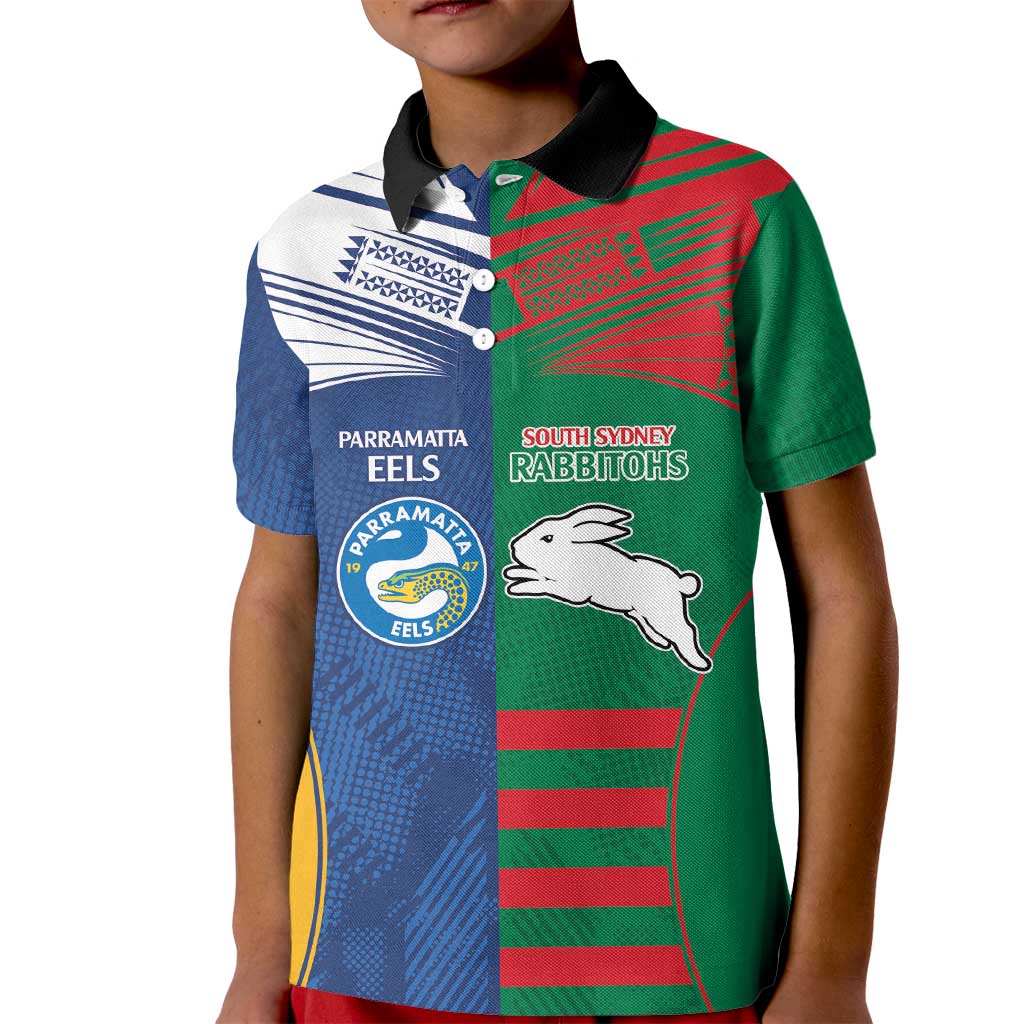 Custom Rabbitohs and Eels Together Kid Polo Shirt Sporty Style