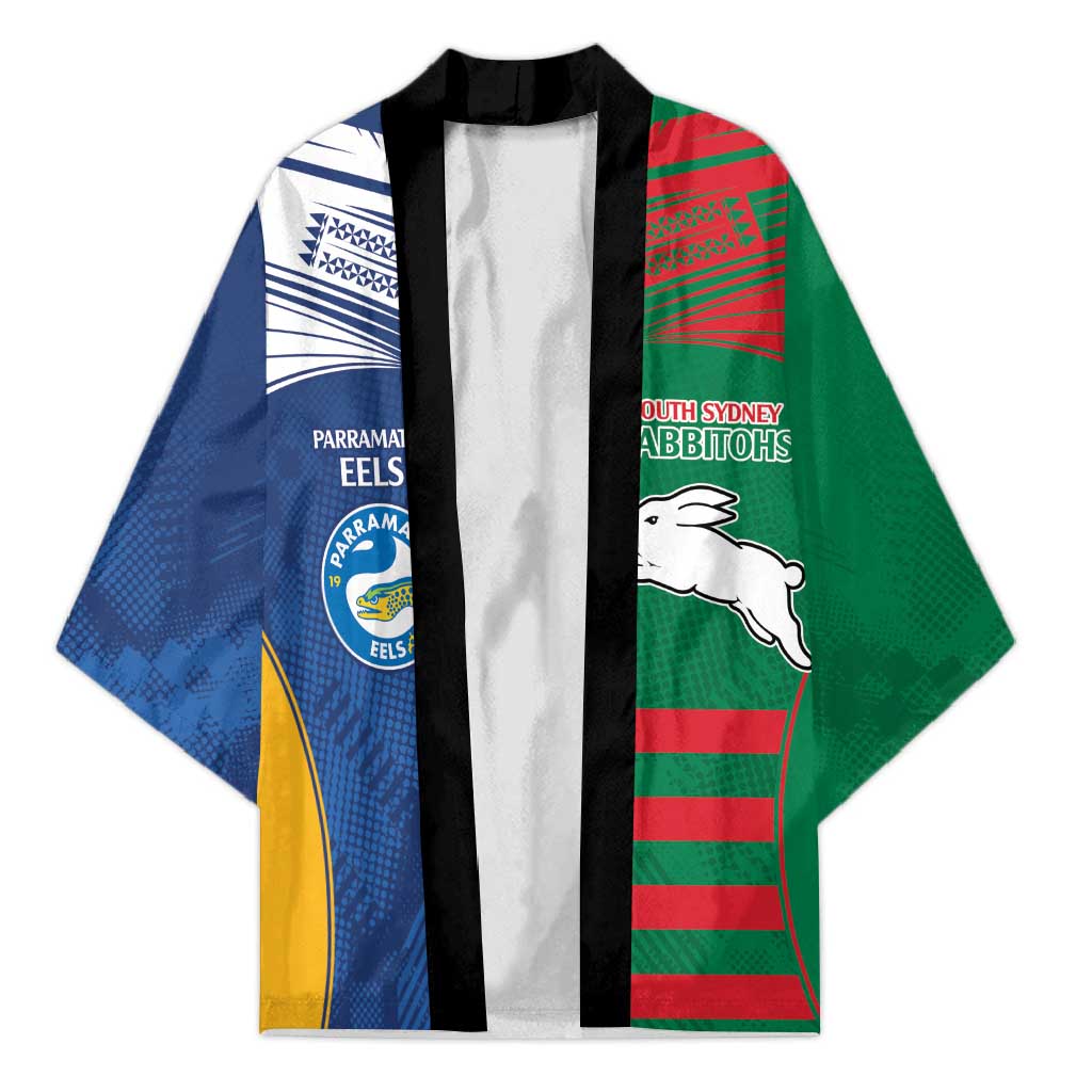 Custom Rabbitohs and Eels Together Kimono Sporty Style