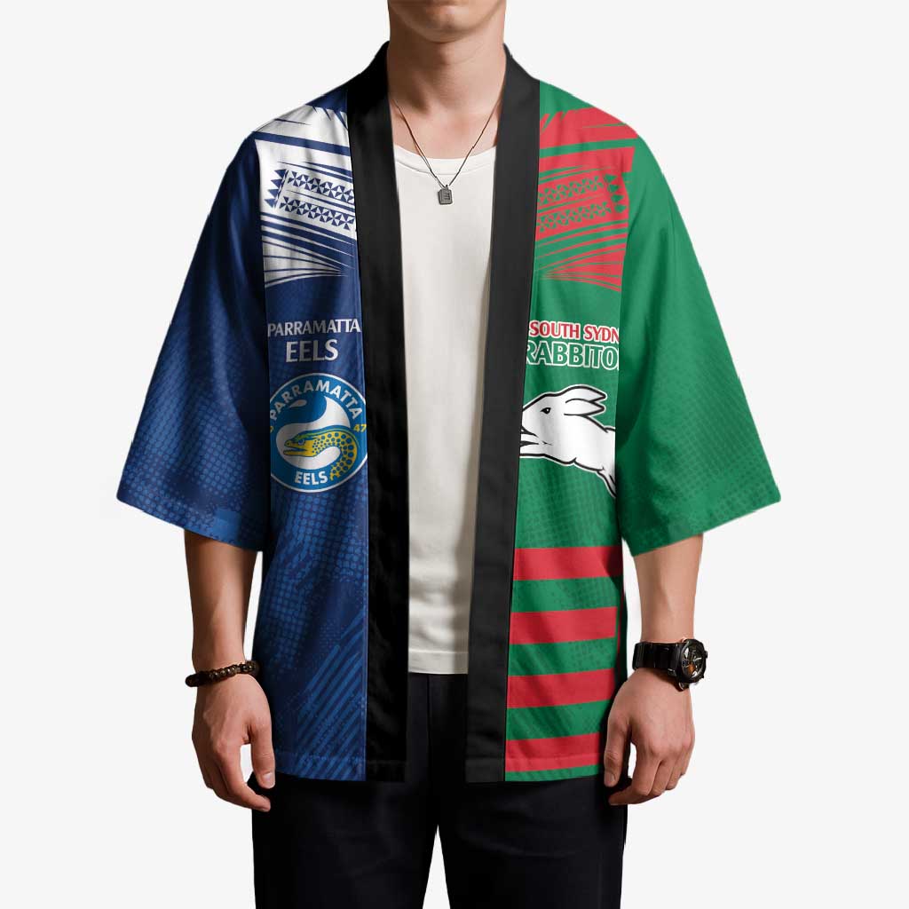 Custom Rabbitohs and Eels Together Kimono Sporty Style