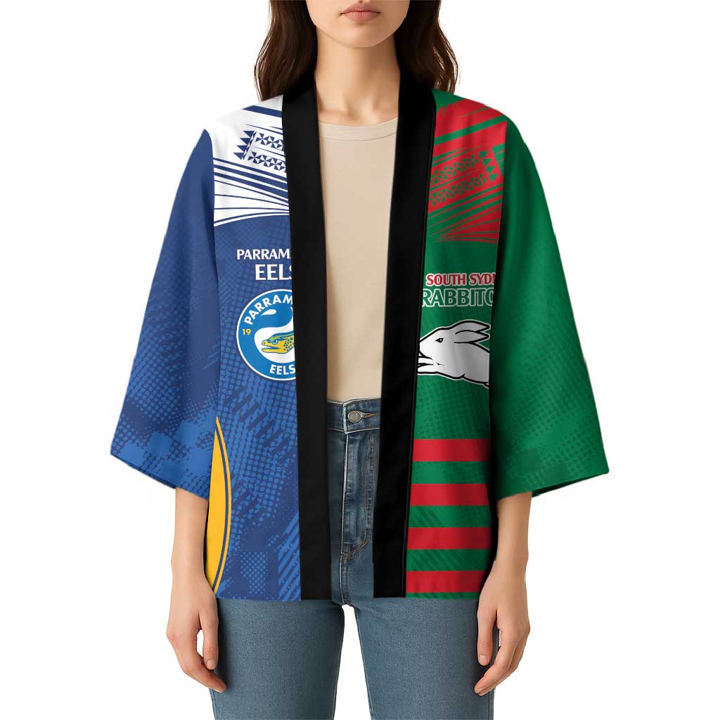 Custom Rabbitohs and Eels Together Kimono Sporty Style