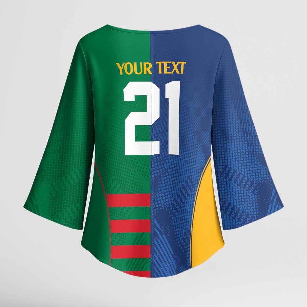Custom Rabbitohs and Eels Together Kimono Sleeve Blouse Sporty Style
