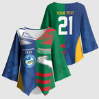 Custom Rabbitohs and Eels Together Kimono Sleeve Blouse Sporty Style