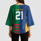 Custom Rabbitohs and Eels Together Kimono Sleeve Blouse Sporty Style
