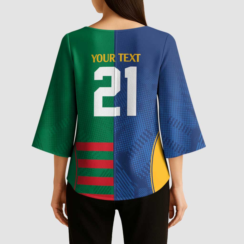 Custom Rabbitohs and Eels Together Kimono Sleeve Blouse Sporty Style