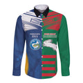 Custom Rabbitohs and Eels Together Long Sleeve Button Shirt Sporty Style