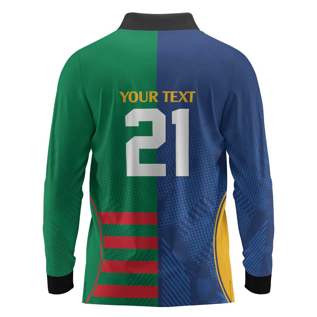 Custom Rabbitohs and Eels Together Long Sleeve Polo Shirt Sporty Style