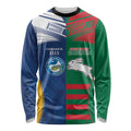 Custom Rabbitohs and Eels Together Long Sleeve Shirt Sporty Style