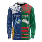 Custom Rabbitohs and Eels Together Long Sleeve Shirt Sporty Style