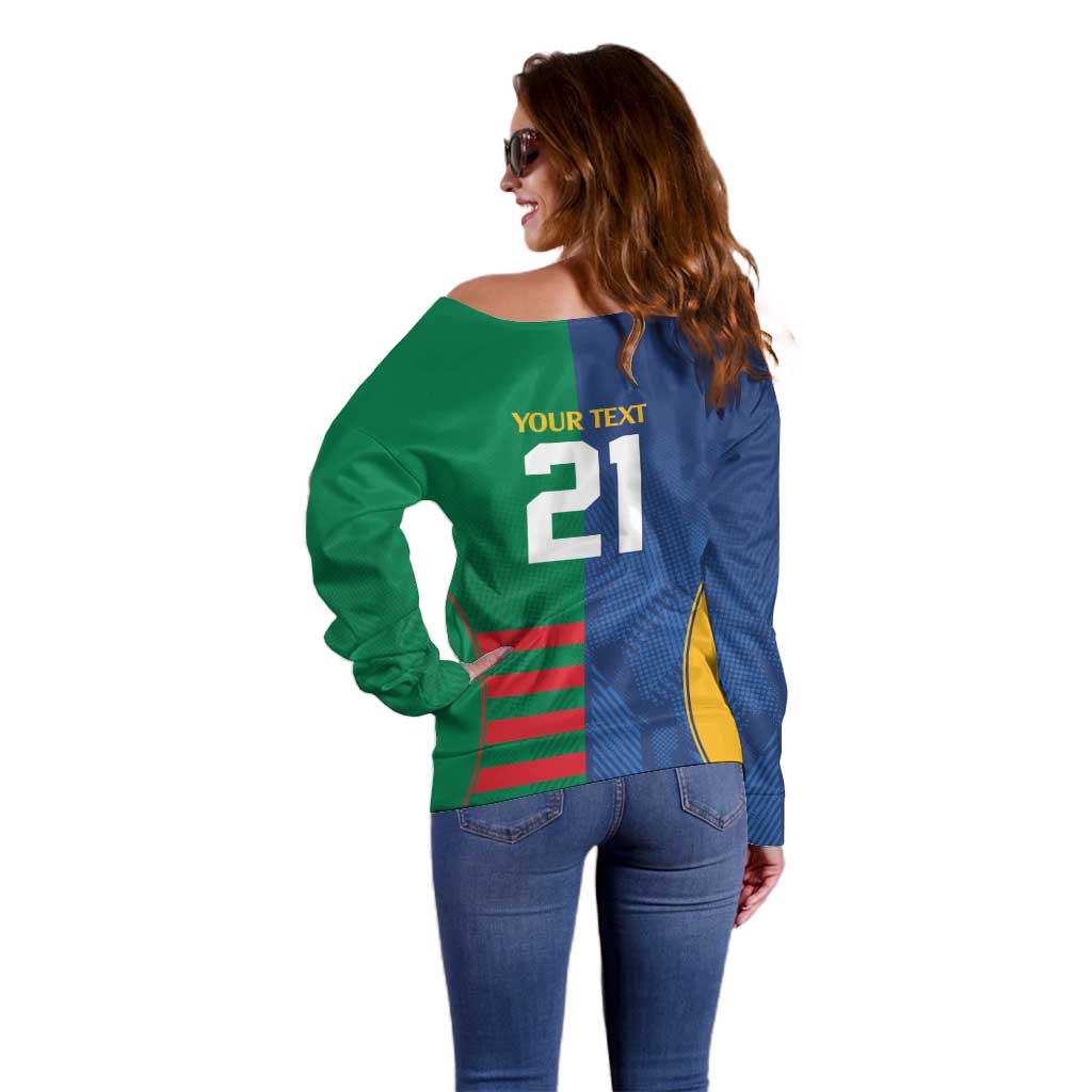 Custom Rabbitohs and Eels Together Off Shoulder Sweater Sporty Style
