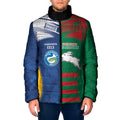 Custom Rabbitohs and Eels Together Padded Jacket Sporty Style