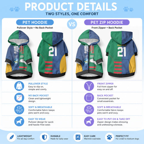 Custom Rabbitohs and Eels Together Pet Hoodie Sporty Style