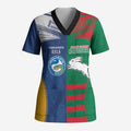 Custom Rabbitohs and Eels Together Scrub Top Sporty Style