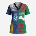 Custom Rabbitohs and Eels Together Scrub Top Sporty Style