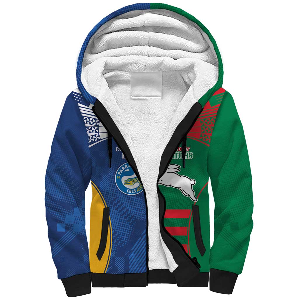 Custom Rabbitohs and Eels Together Sherpa Hoodie Sporty Style