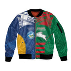 Custom Rabbitohs and Eels Together Sleeve Zip Bomber Jacket Sporty Style