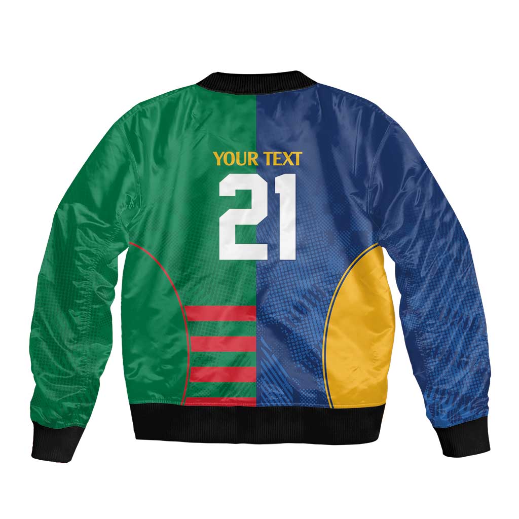 Custom Rabbitohs and Eels Together Sleeve Zip Bomber Jacket Sporty Style