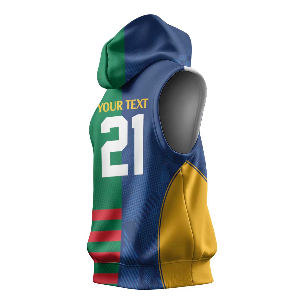 Custom Rabbitohs and Eels Together Sleeveless Hoodie Sporty Style