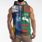 Custom Rabbitohs and Eels Together Sleeveless Hoodie Sporty Style