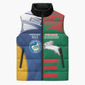 Custom Rabbitohs and Eels Together Sleeveless Puffer Jacket Sporty Style