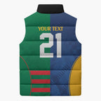 Custom Rabbitohs and Eels Together Sleeveless Puffer Jacket Sporty Style