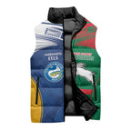 Custom Rabbitohs and Eels Together Sleeveless Puffer Jacket Sporty Style